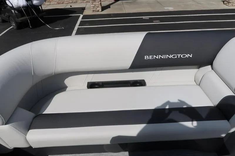 Slide: The Image of 2026 Bennington S Quad Bench 20 SSR boat seating, featuring sleek design and comfortable upholstery. - 15