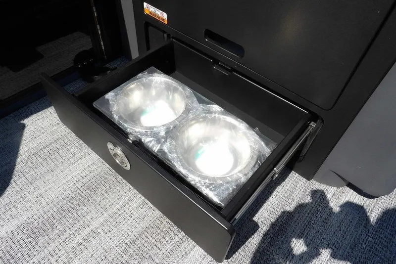 Slide: The Image of Drawer with two stainless steel bowls in a 2026 Bennington M Swingback 24 MSB. - 19