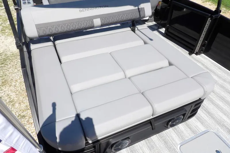 Slide: The Image of 2026 Bennington M Swingback 24 MSB boat with luxurious gray seating. - 40