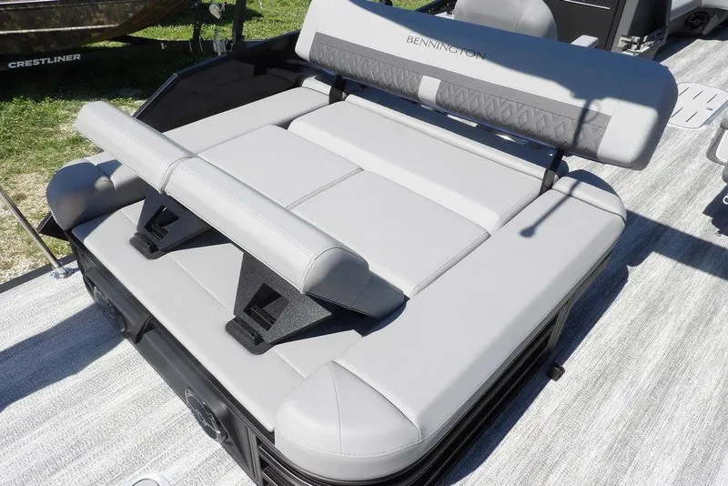 Slide: The Image of 2026 Bennington M Swingback 24 MSB boat with luxurious gray seating. - 43