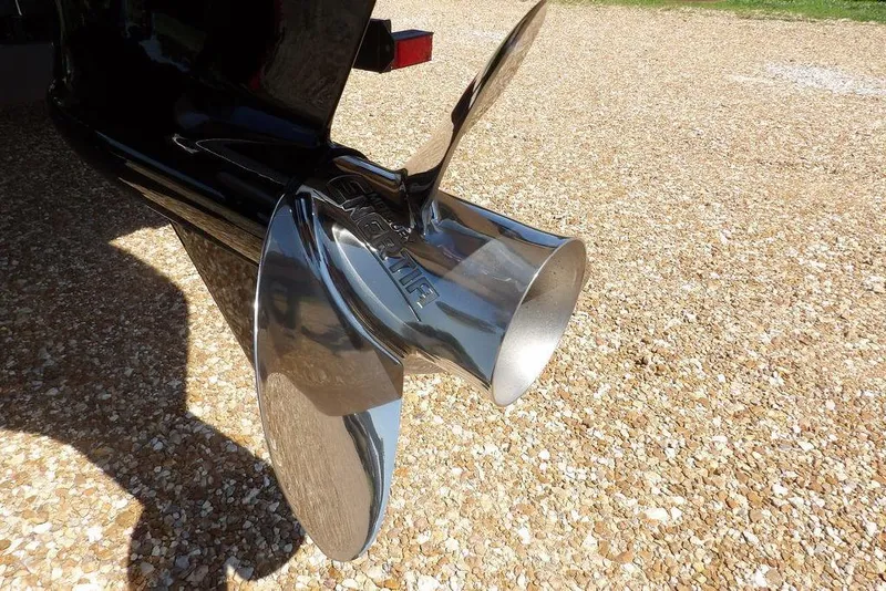 Slide: The Image of Close-up of a shiny boat propeller on a 2026 Bennington M Swingback 24 MSB. - 61