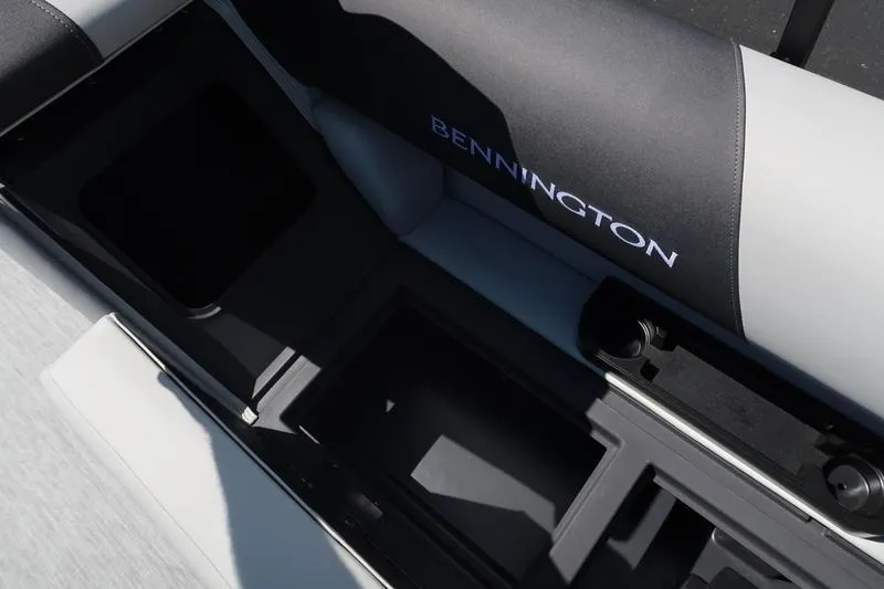 Slide: The Image of 2026 Bennington S Quad Bench 22 SSR boat seat with storage compartments. - 33