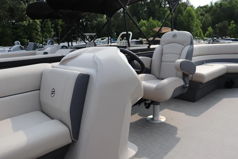 Slide: The Image of 2025 Flagship Freedom 22 CU boat interior with plush seating and modern design. - 3