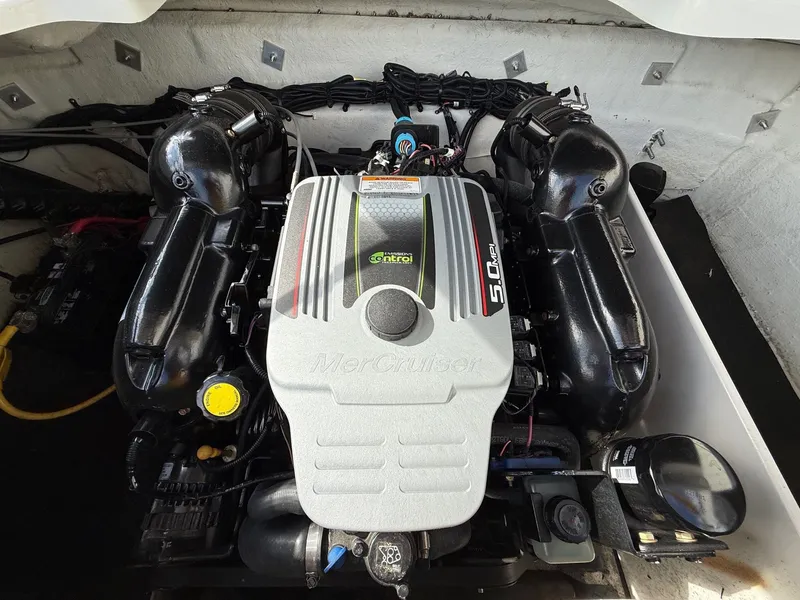 Slide: The Image of Engine compartment of a 2012 Crownline 225 SS boat with MerCruiser 5.0 MPI engine. - 25