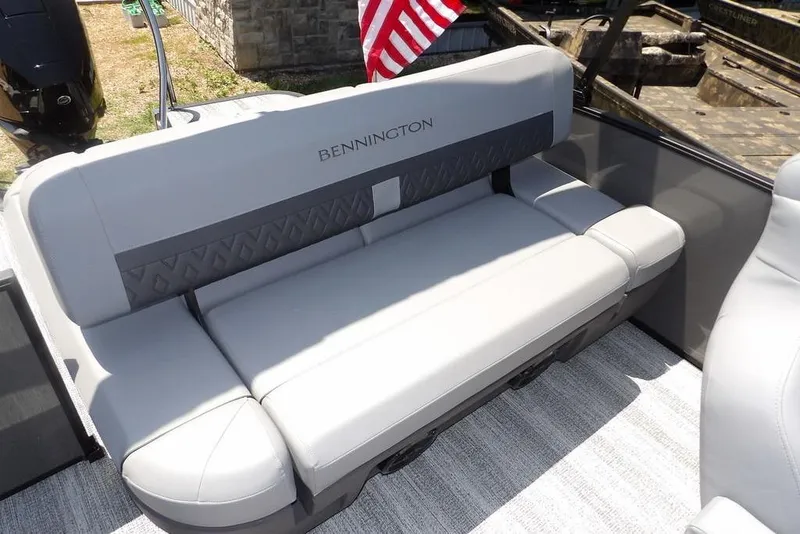 Slide: The Image of 2025 Bennington M Swingback 24 MSB boat seat with elegant gray upholstery. - 37