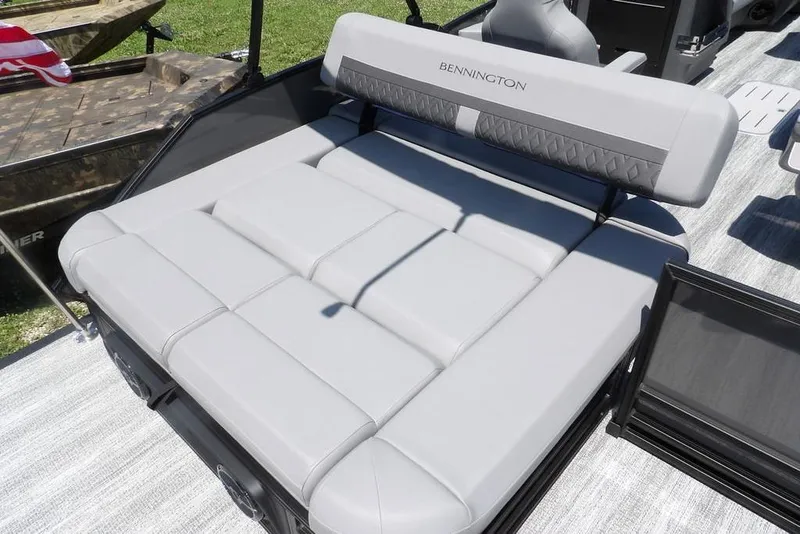 Slide: The Image of 2025 Bennington M Swingback 24 MSB boat with luxurious gray seating. - 41