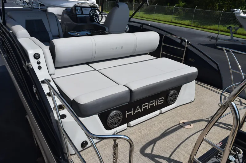 Slide: The Image of 2020 Harris Solstice 230 boat with luxurious seating and modern design. - 8
