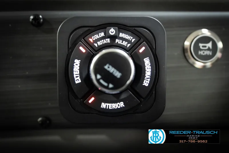Slide: The Image of Control panel of 2026 Bennington 21 SSR boat with lighting and horn buttons. - 37