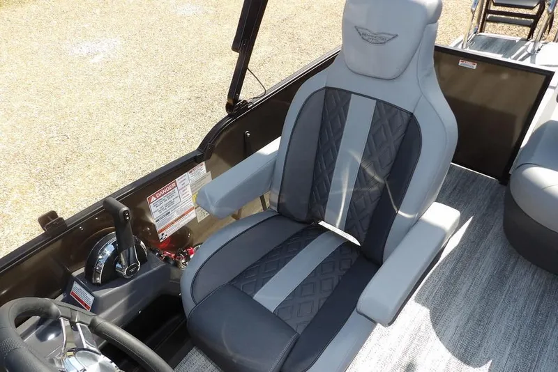 Slide: The Image of 2026 Bennington M Swingback 24 MSB boat seat with elegant gray upholstery and armrests. - 30