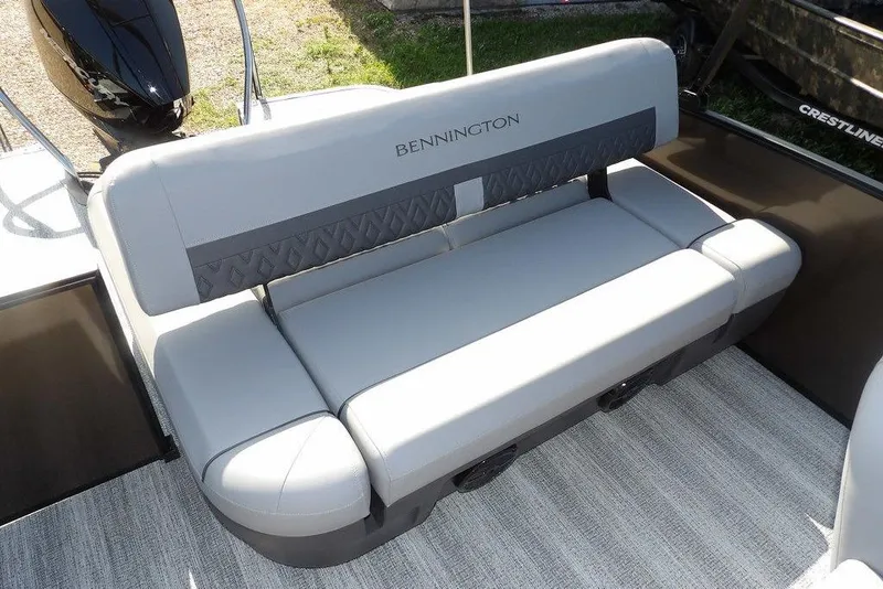 Slide: The Image of 2026 Bennington M Swingback 24 MSB boat seat, featuring sleek gray upholstery. - 31