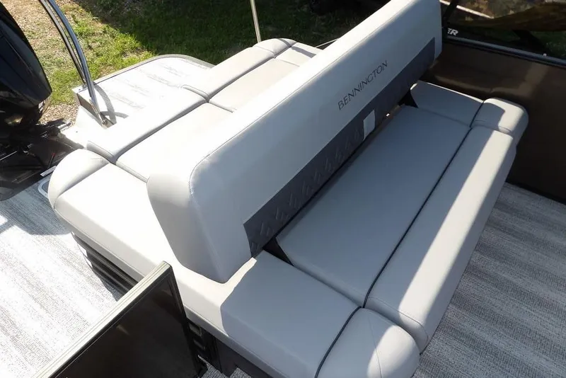 Slide: The Image of 2026 Bennington M Swingback 24 MSB boat seating, featuring luxurious gray upholstery. - 37