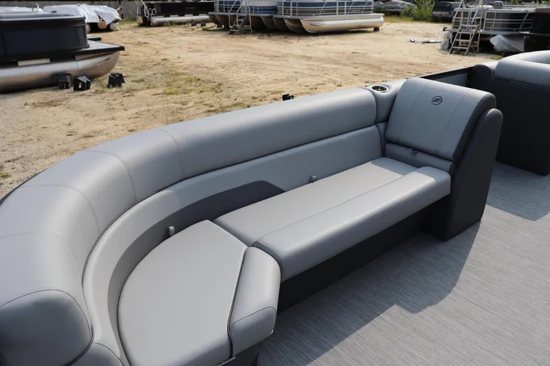 Slide: The Image of Luxurious seating on 2025 Flagship Freedom 22 CU pontoon boat, showcasing modern design. - 7