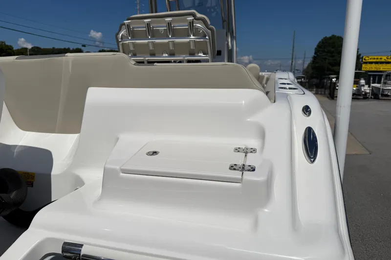 Slide: The Image of 2026 Key West 239 FS boat deck with seating and storage compartment. - 41