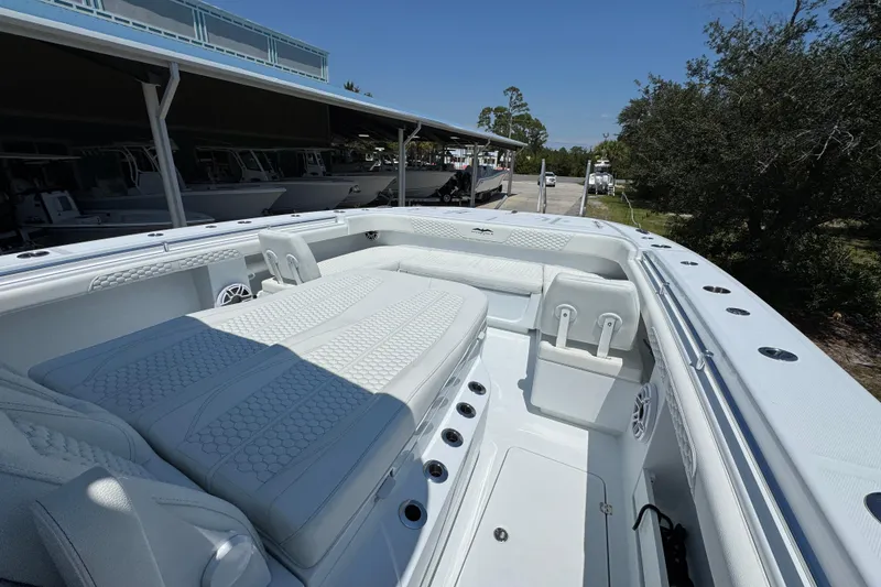 Slide: The Image of Luxurious 2026 Invincible 46 Catamaran with spacious seating and sleek design. - 23