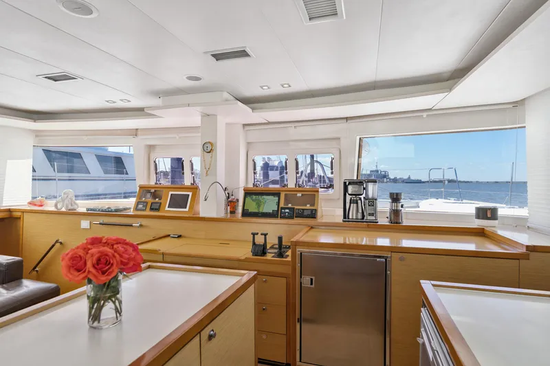 Slide: The Image of Luxurious interior of 2012 Lagoon 560 yacht with modern kitchen and ocean view. - 61
