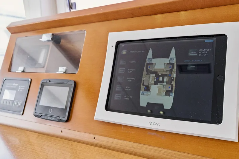 Slide: The Image of Control panel of a 2012 Lagoon 560 yacht with touchscreen interface. - 70