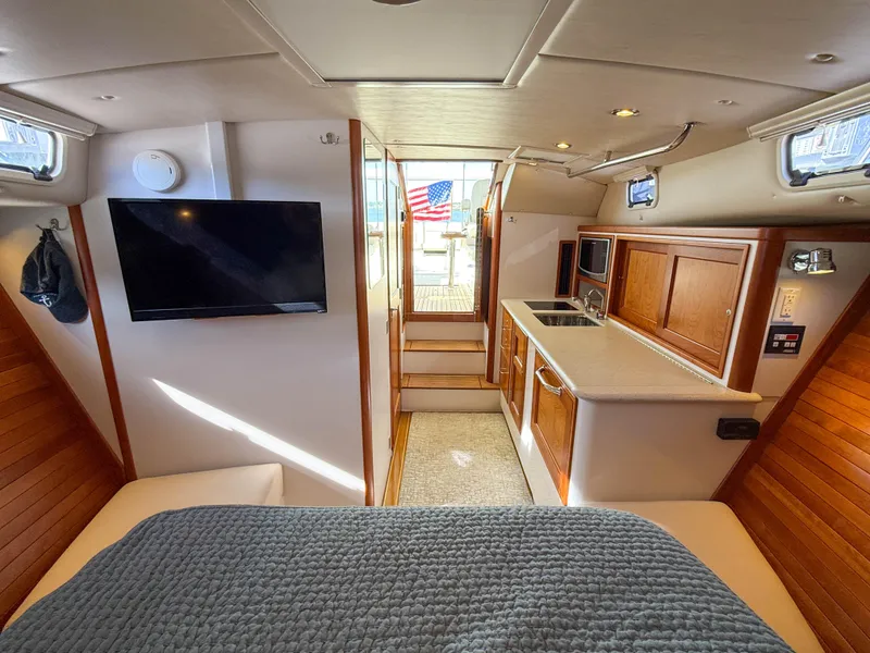 Slide: The Image of Interior of 2015 MJM 36z Downeast yacht with cozy cabin and modern amenities. - 30