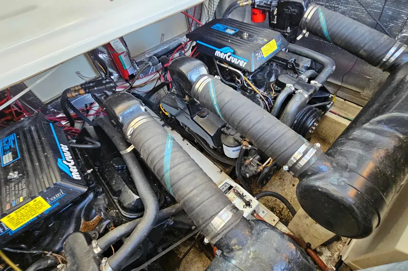 Slide: The Image of Engine room of 1995 Cruisers Yachts 3775 Esprit with MerCruiser engines. - 31