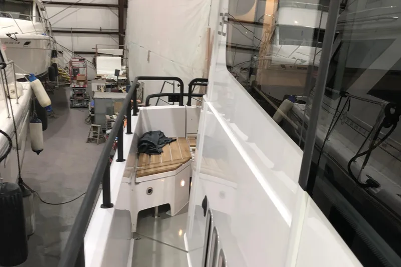 Slide: The Image of Compact bathroom in 2019 Sargo 36 Explorer boat, featuring a modern toilet. - 17