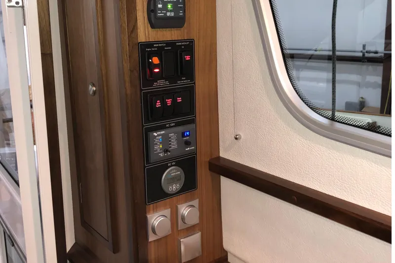 Slide: The Image of Sargo 36 Explorer boat near glacier, 2019 model, scenic icy landscape. - 20