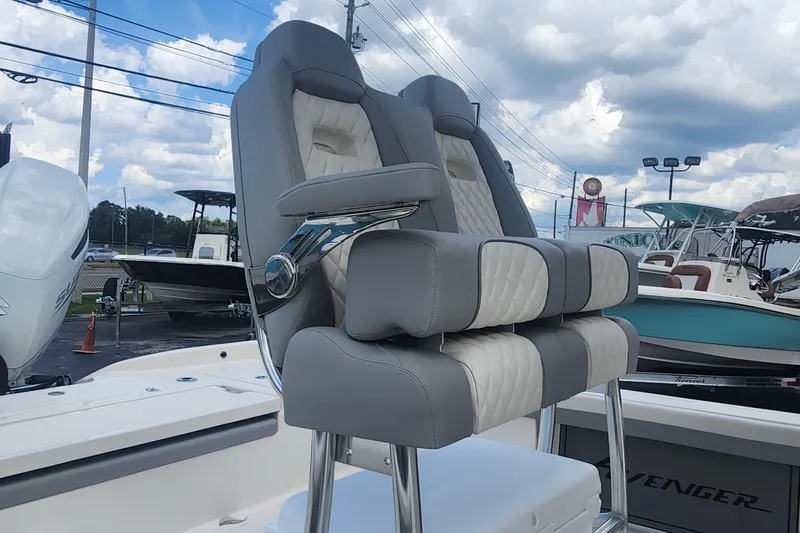 Slide: The Image of Luxury seating on 2026 Avenger AV26 boat, featuring sleek design and premium materials. - 8