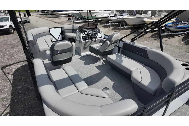 Slide: The Image of 2026 Viaggio Lago V 20 U pontoon boat with spacious seating and modern design. - 22
