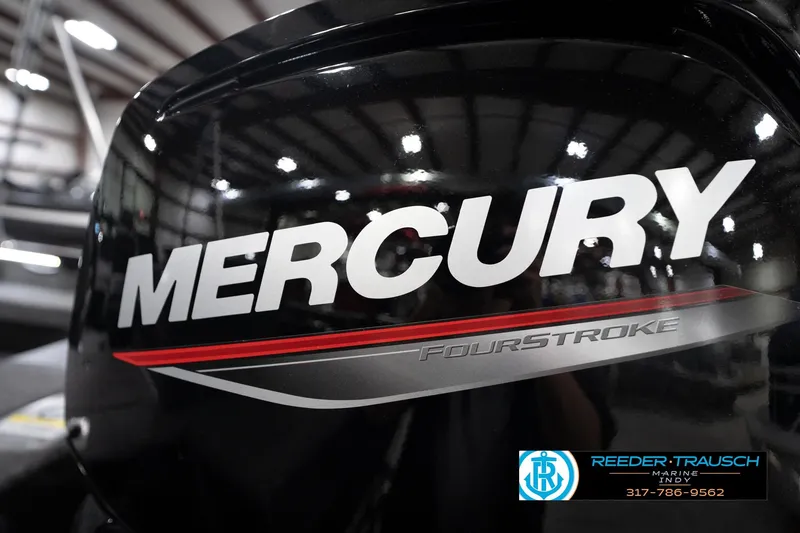 Slide: The Image of Mercury FourStroke engine on 2026 Lund 1775 Impact XS boat, indoor display. - 53