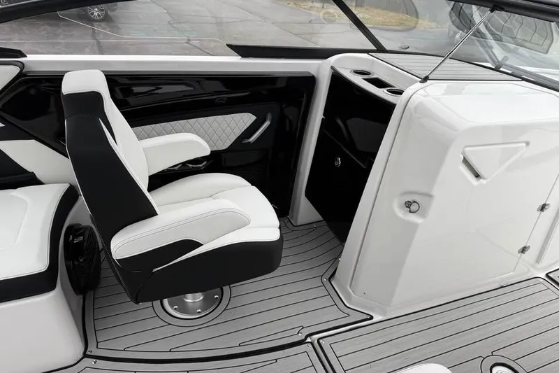 Slide: The Image of 2026 Yamaha Boats 252SD interior with sleek seating and modern design. - 11