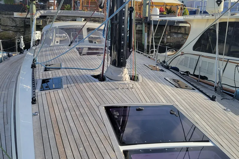 Slide: The Image of Deck view of 2018 Nautor Swan 54 yacht, showcasing sleek design and modern features. - 15