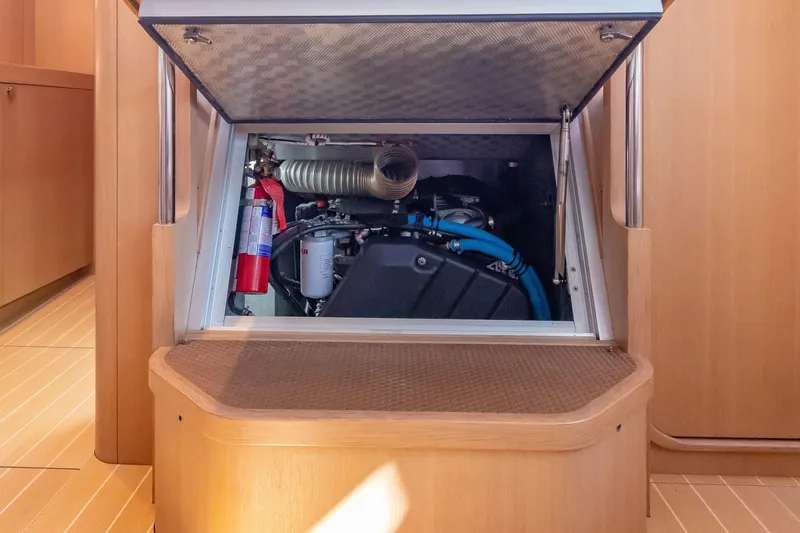 Slide: The Image of Engine compartment of 2018 Nautor Swan 54 yacht with fire extinguisher and ventilation system. - 31