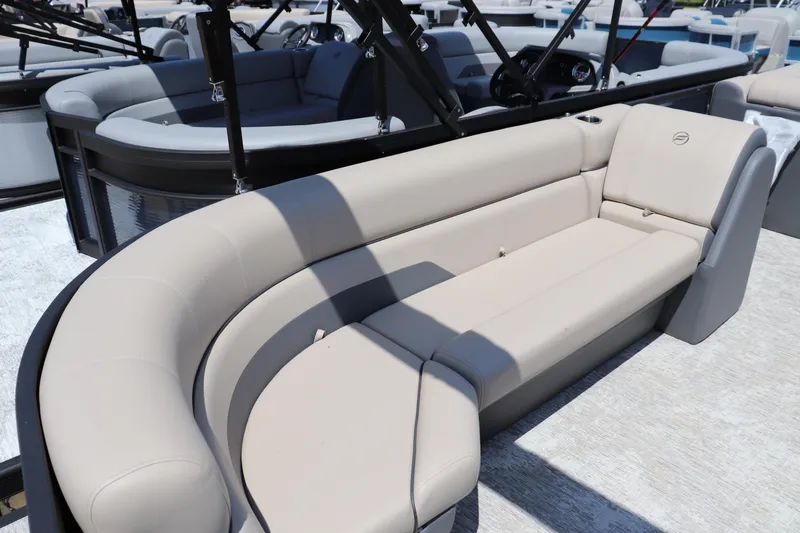 Slide: The Image of Luxurious seating on 2025 Flagship Freedom 22 CU Tritoon boat, featuring elegant design and comfort. - 6