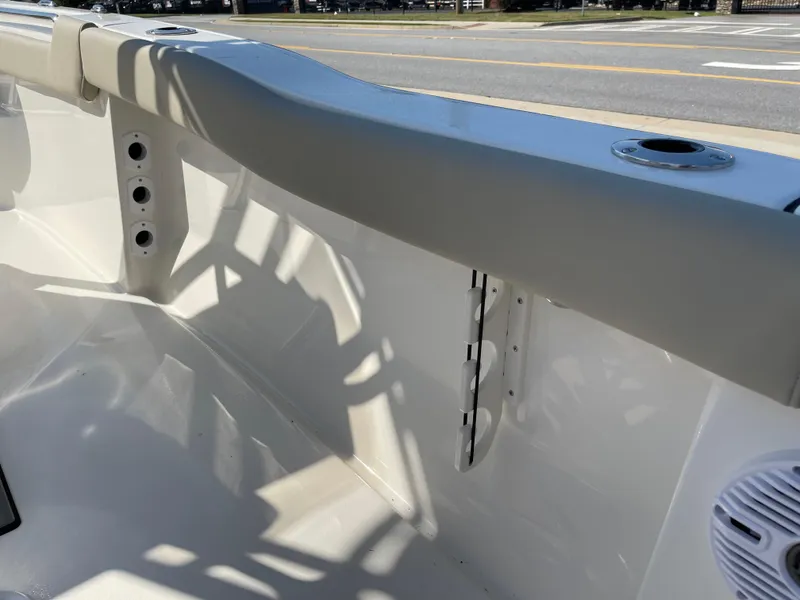 Slide: The Image of 2025 Key West 203 FS boat interior with rod holders and cup holder. - 14