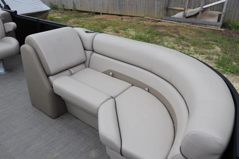 Slide: The Image of Luxurious seating on 2025 Flagship Endurace 22 CU boat, featuring beige upholstery. - 3