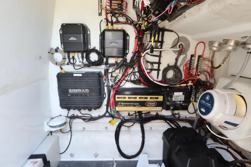 Slide: The Image of Electrical system of a 2013 Yellowfin 32 Offshore boat with wiring and equipment. - 46