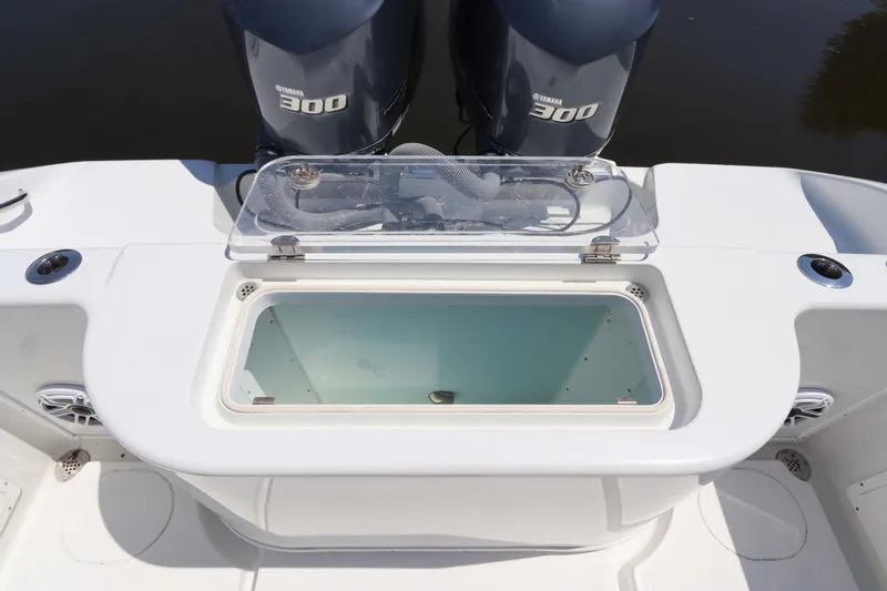 Slide: The Image of 2013 Yellowfin 32 Offshore boat with Yamaha 300 engines and livewell. - 8