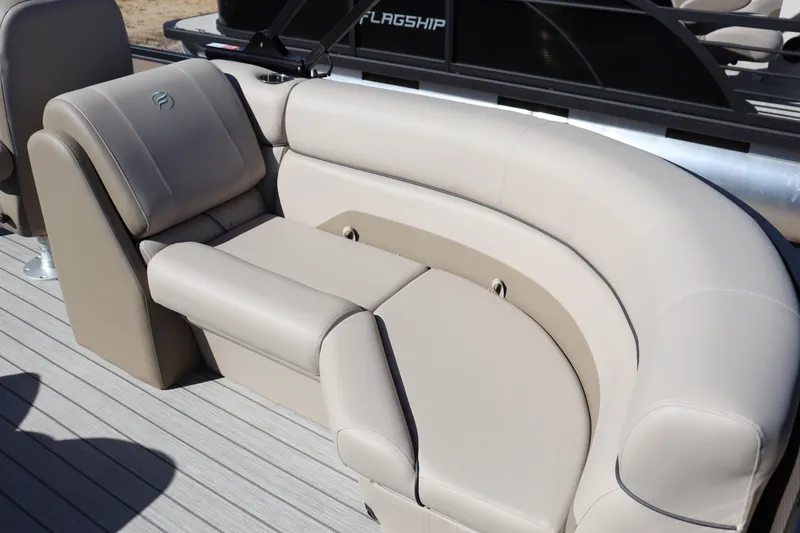 Slide: The Image of Luxurious seating on 2025 Flagship Endurance 22 CU Tritoon boat deck. - 7