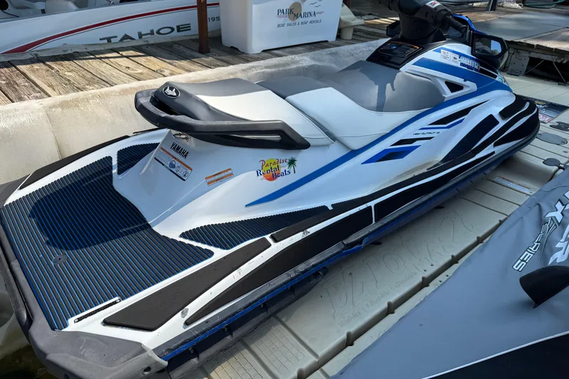 Slide: The Image of 2020 Yamaha WaveRunner VX jet ski docked on a marina platform. - 4