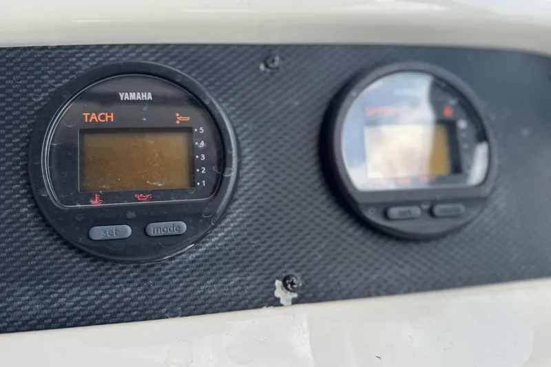 Slide: The Image of Close-up of Yamaha tachometer and speedometer on 2005 Grady-White Seafarer 228 boat. - 8