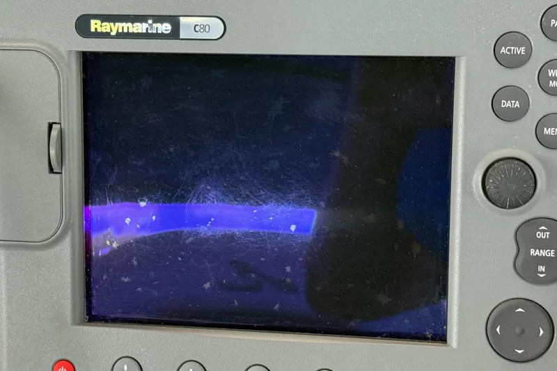Slide: The Image of Raymarine C80 display on 2006 Sea Ray 340 Sundancer boat, showing navigation interface. - 20