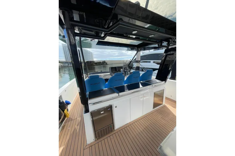 Slide: The Image of 2021 De Antonio Yachts Center Console with sleek design and modern amenities. - 7