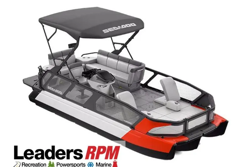 Slide: The Image of 2024 Sea-Doo Switch® 21 Sport/Cruise, 230 hp pontoon boat with canopy and seating. - 42