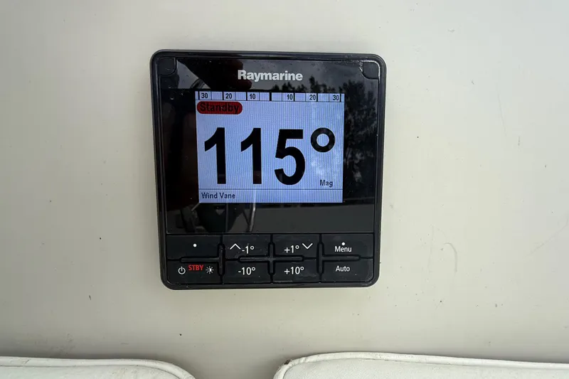 Slide: The Image of Raymarine display showing 115 degrees on a 1977 Irwin 37 Mark III sailboat. - 13