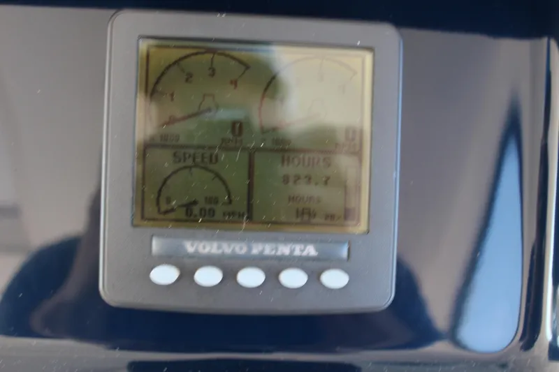 Slide: The Image of Volvo Penta display on 2008 Tiara Yachts 3500 Sovran, showing engine metrics. - 28