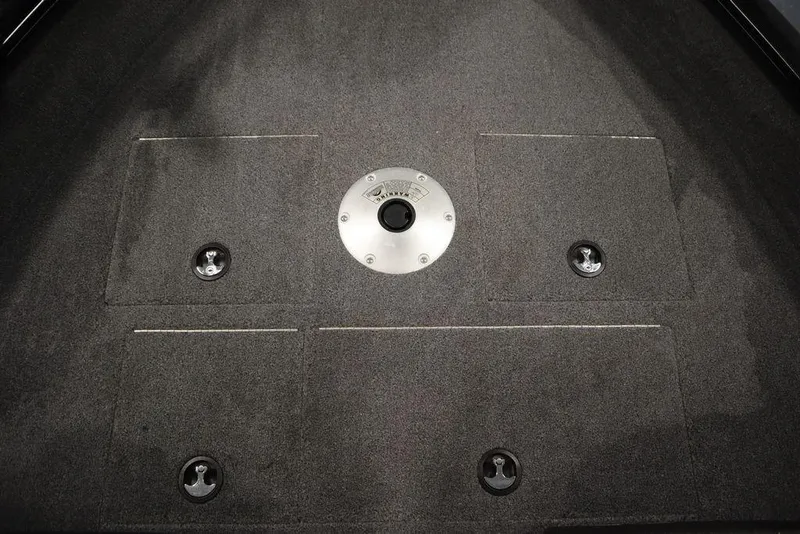 Slide: The Image of 2023 Tracker Pro Guide V-16 WT boat deck with storage compartments and seat base. - 12