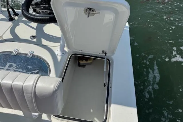 Slide: The Image of 2024 Beavertail Skiffs Vengeance boat with open storage compartment on deck. - 21