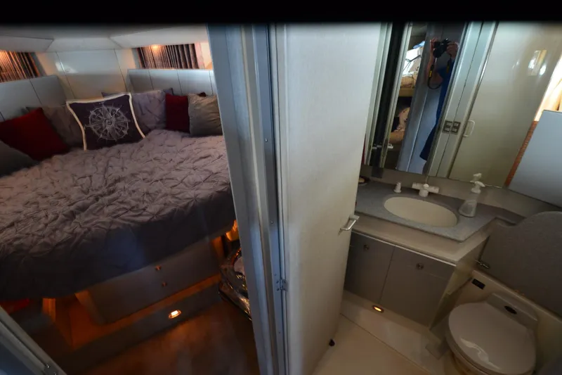 Slide: The Image of Interior of 1991 Baron 43-E yacht showing bedroom and bathroom. - 21