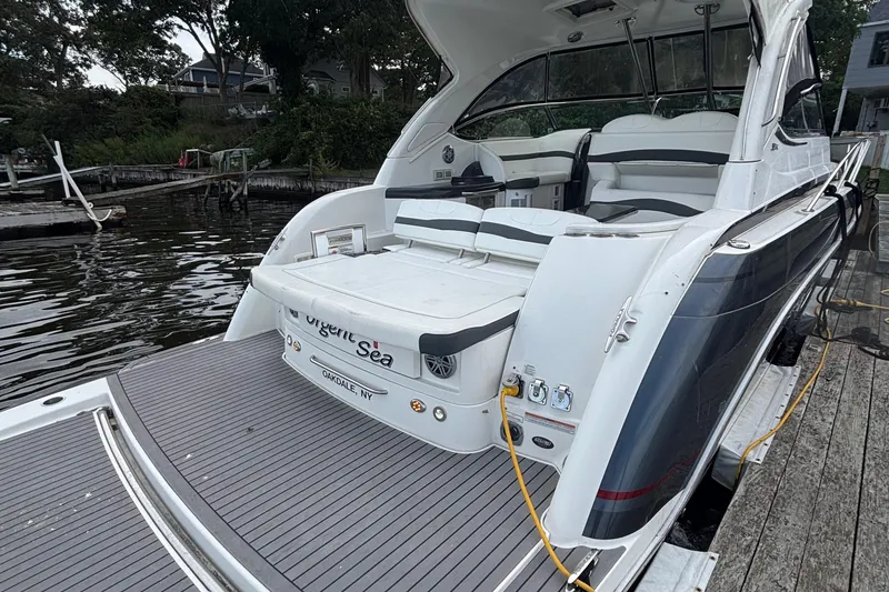 Slide: The Image of 2017 Formula 37 Performance Cruiser on calm water, rear view, Oakdale, NY. - 14