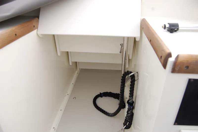 Slide: The Image of Interior view of 1981 Willard Marine Pilot House Trawler with rope detail. - 58