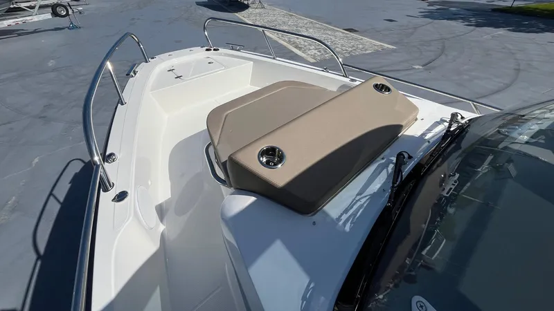 Slide: The Image of 2024 Nimbus Tender 8 #314 boat deck with seating and railings. - 20