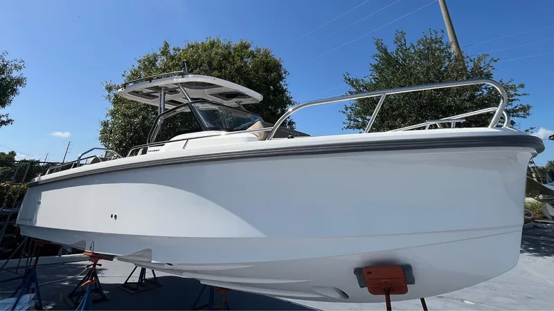 Slide: The Image of 2024 Nimbus Tender 8 #314 boat on display, featuring sleek design and modern structure. - 4